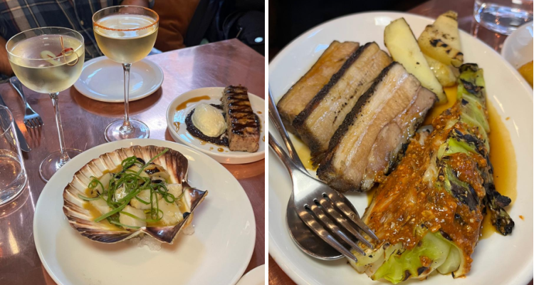 Starters at Fire & Wine by Boxcar, including scallops and pressed rabbit.