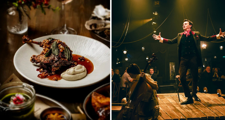 Christmas dinner and performer from The Lost Estate.