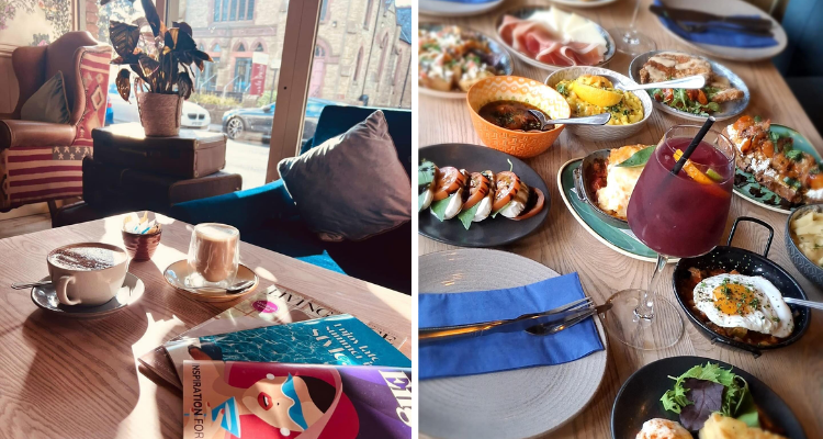 Collage of the interiors and tapas plates at Trunk Lounge Stockport.