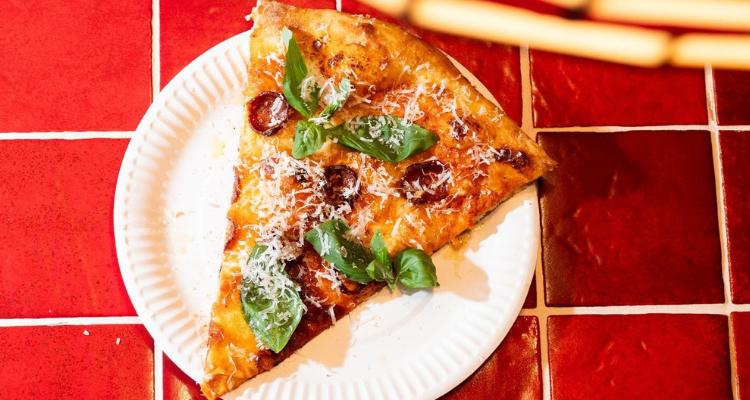 Slice of pizza from Bad Boys Pizza Society in London.