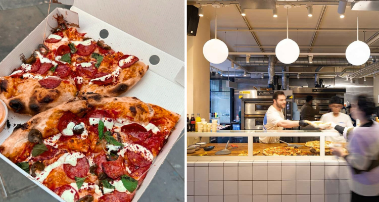 Breadstall pizza in a takeaway box. 