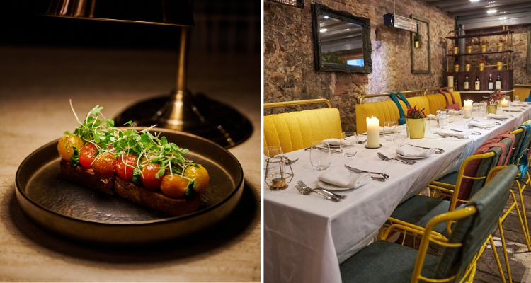 Divino Enoteca bruschetta and interiors.