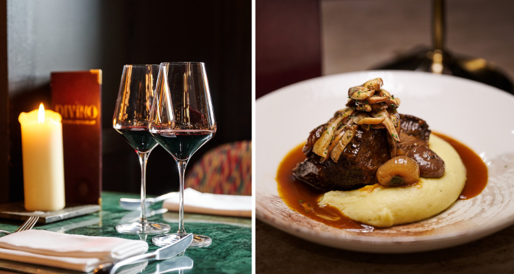 Divino Enoteca Wine Bar and Restaurant drinks and food.