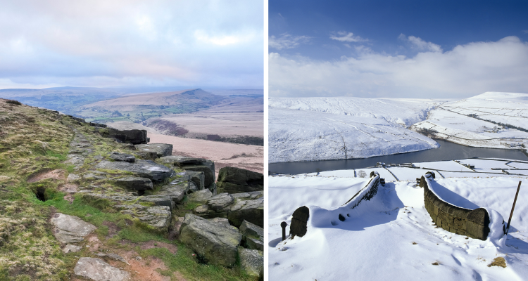 Marsden Moor in summer and winter.
