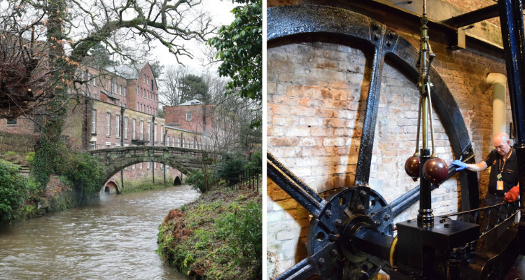 Quarry Bank mill and the river Bollin.