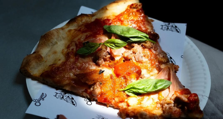 A slice of pizza from Slayer in Notting Hill.