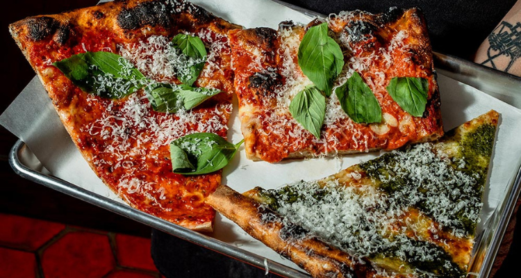 Pizzas by the slice from Vincenzo's. 