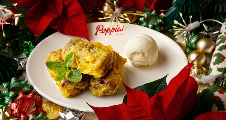 Poppies Fish & Chips in Soho's deep-fried Christmas yule logs for December.