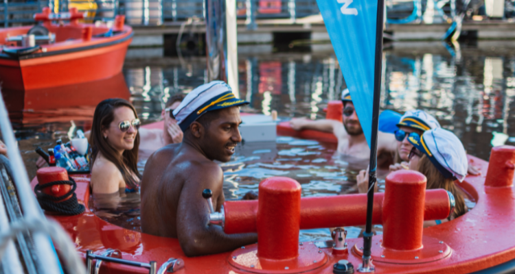 Floating hot tub tour of the Docklands.