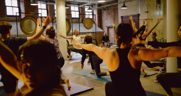 Yoga at shade. Manchester.