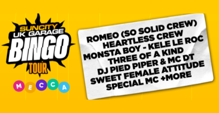 SUN CITY UK GARAGE BINGO @ MECCA OLDBURY