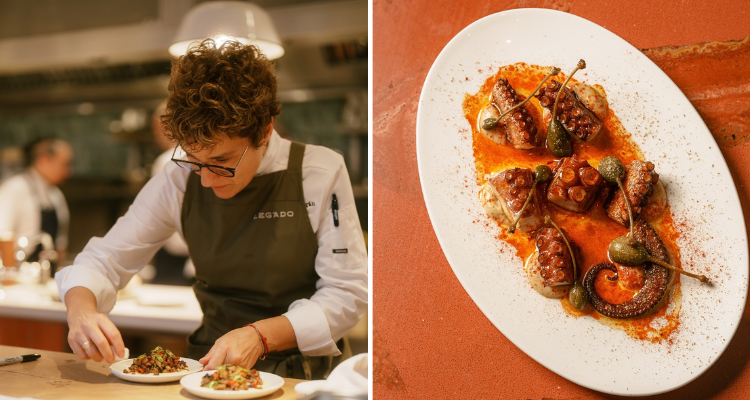 Chef Nieves Barragán Mohacho and octopus from Legado.