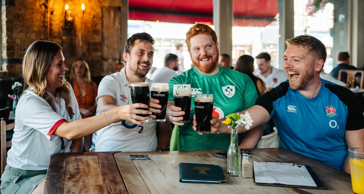 Rugby fans watching the Six Nations.