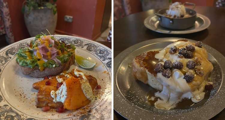 A collage of my breakfast fave - avo on toast - paired with sweet potato. Next is a shot of the cream-covered puds.