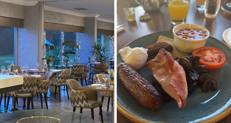 Interior and breakfast at Vista Restaurant Glasgow.