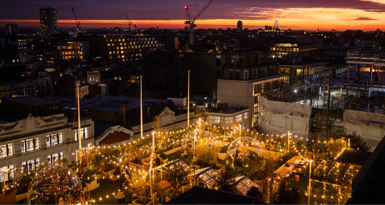 1864 Rooftop Bar at night.