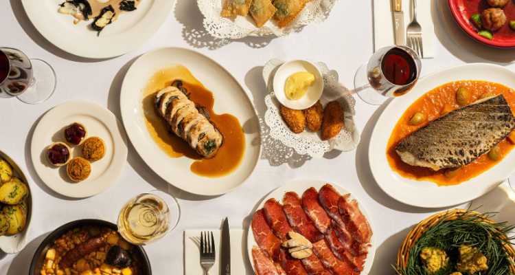 Flat lay of food from Bar Valette. 