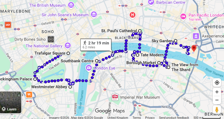 London sightseeing Google maps.