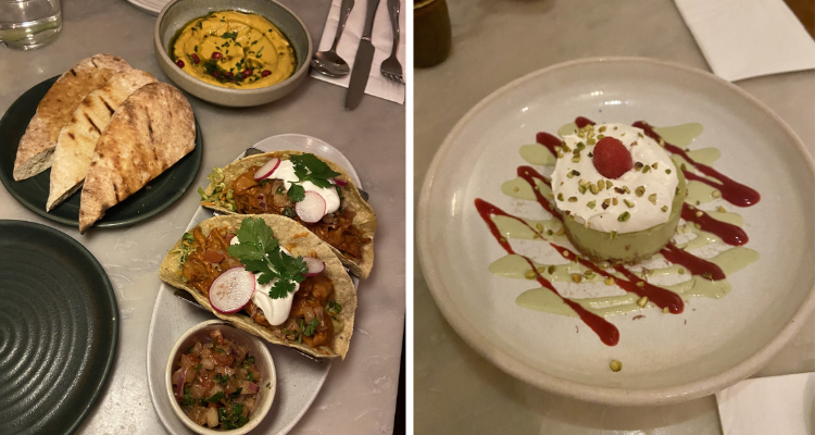 Collage of small plates and desserts at Mildreds.