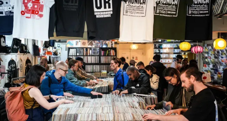People browsing at Phonica Records in London.