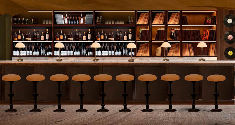 The bar at Sova in Notting Hill.