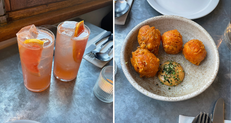 Soju spritzes and kimchi fritters from Calong. 