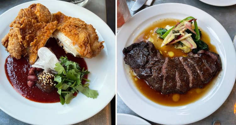 Fried chicken and BBQ onglet from Calong. 