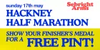 Free Pint for Hackney Half Finishers!