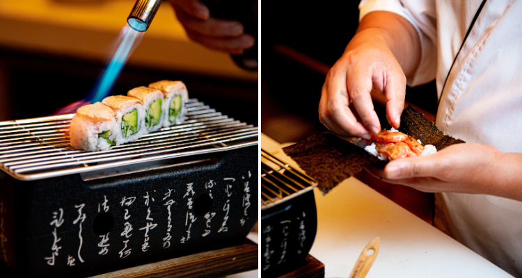 Some sushi and hand rolls from maki nori. 