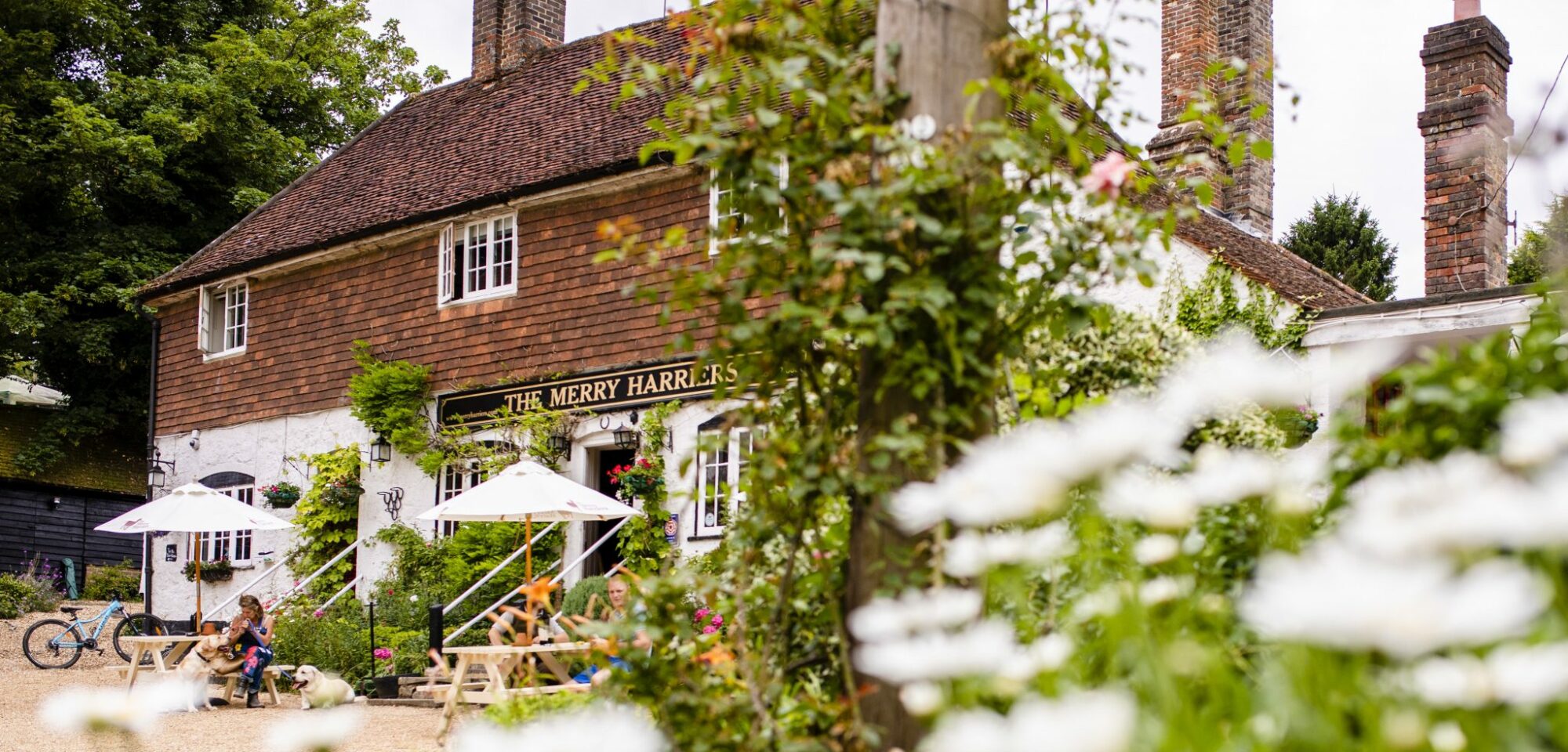 Exterior of The Merry Harriers in Surrey.