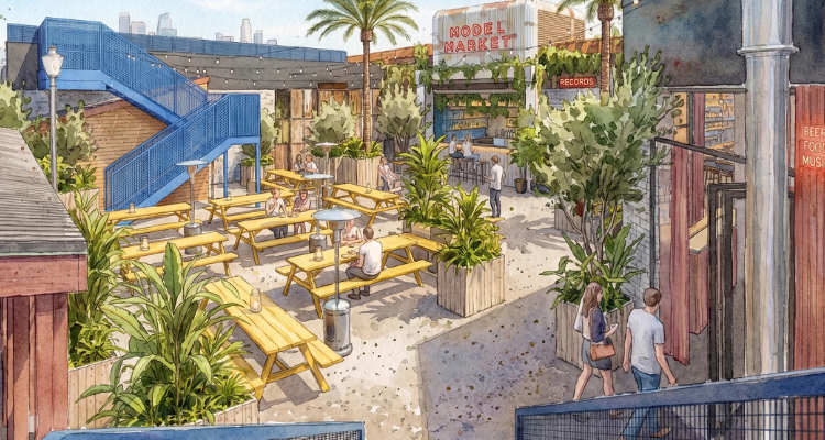 An illustrated rendering of the new Model Market in Lewisham.