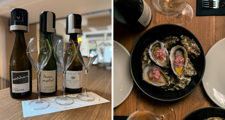 Champagne and oysters at Portfolio MCR.