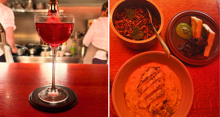 Another cocktail and our mains from BiBi Mayfair.