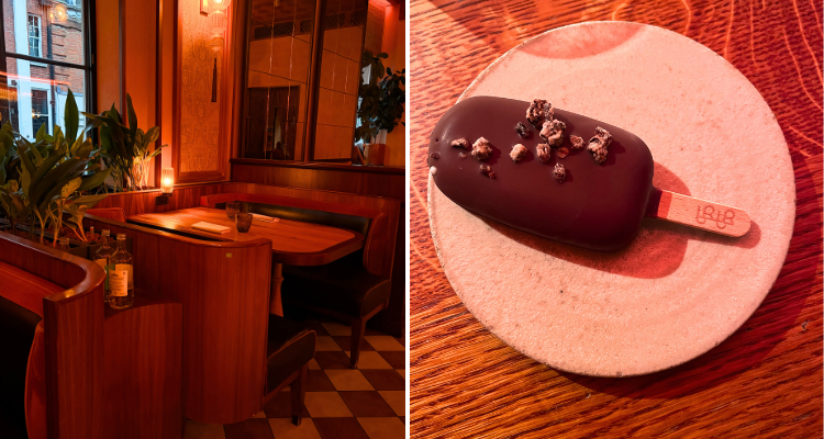 BiBi interiors and the chocolate loly dessert.