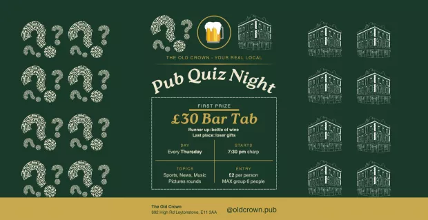 Tuesday Pub Quiz @ The Old Crown