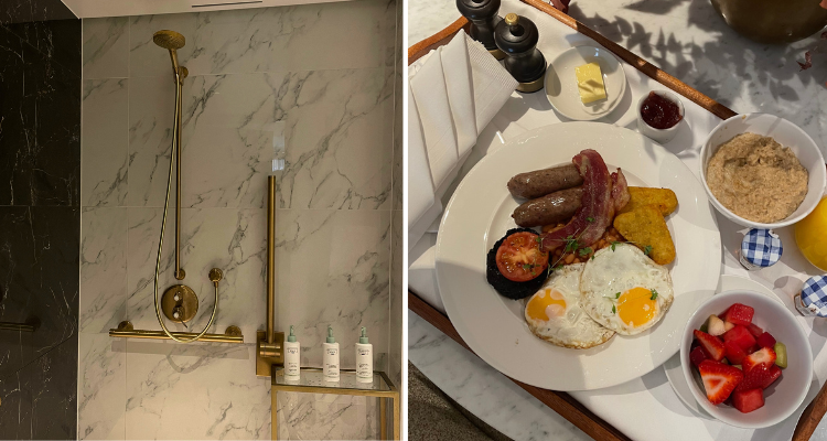 Bathroom and breakfast at The Guardsman in Westminster.