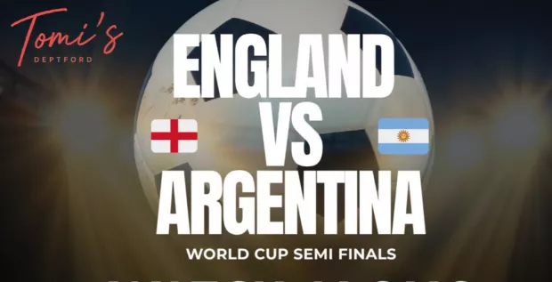 Tomi's England vs Argentina World Cup Watch Party | Music • Food & Drinks