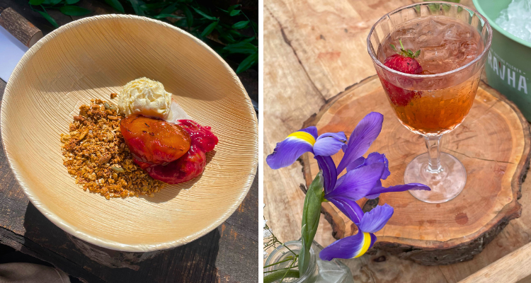 The Woodland Table dessert and gin drink.