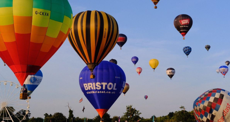 Colourful hot air balloons in the sky.