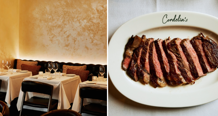 The dining room and steak from Cordelia's.