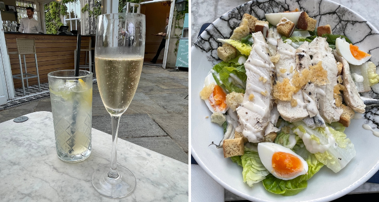 Elderflower Collins and a Caesar Salad.