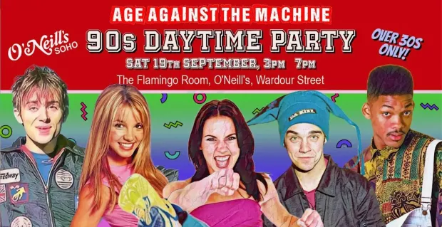 90s Daytime Party: Sat 19th September, 3pm-7pm (Over 30s Only)