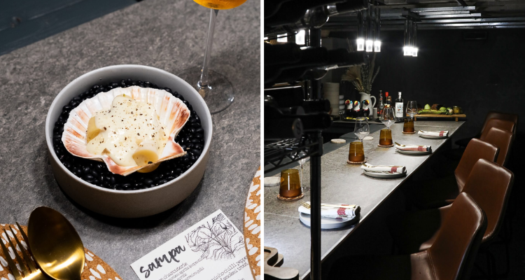 Food and seats at Sampa Manchester.