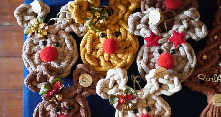 Hand-crafted Rudolph decorations.