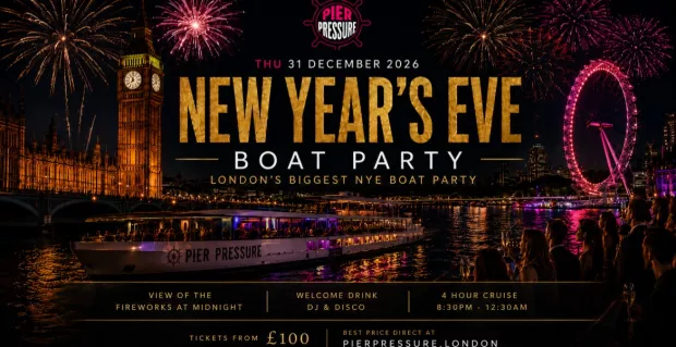 New Year’s Eve London 202627 | Fireworks View Thames Boat Party