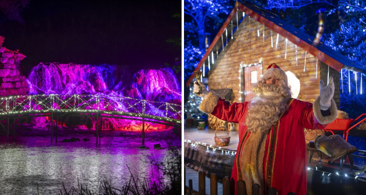 Christmas lights and Santa at Blenheim Palace.