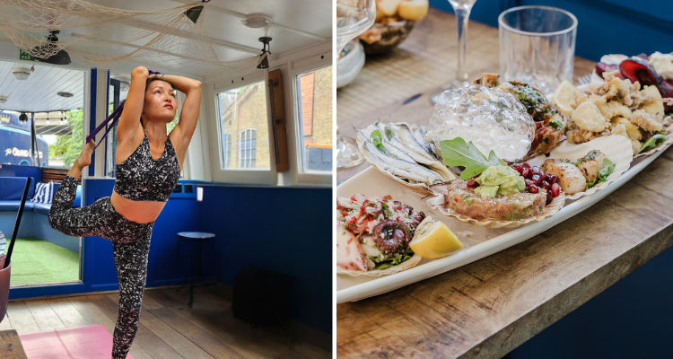 Boat yoga and a brunch plate.