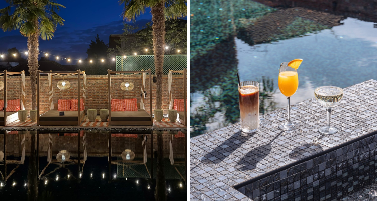 Pool and cocktails at Crazy Bear Buckinghamshire.