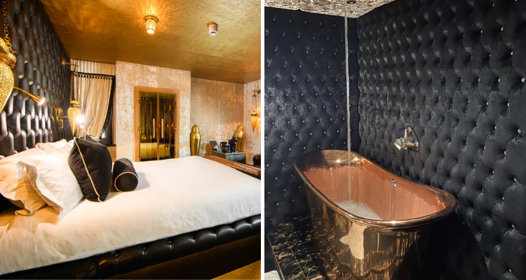 Bedroom at Crazy Bear in Beaconsfield.