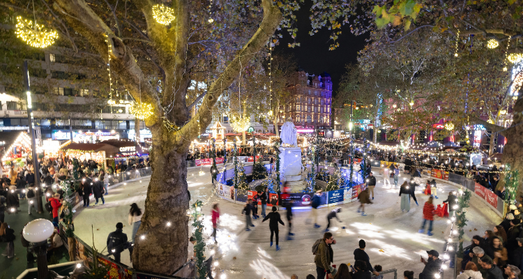 Leicester Square Christmas and its ice rink.